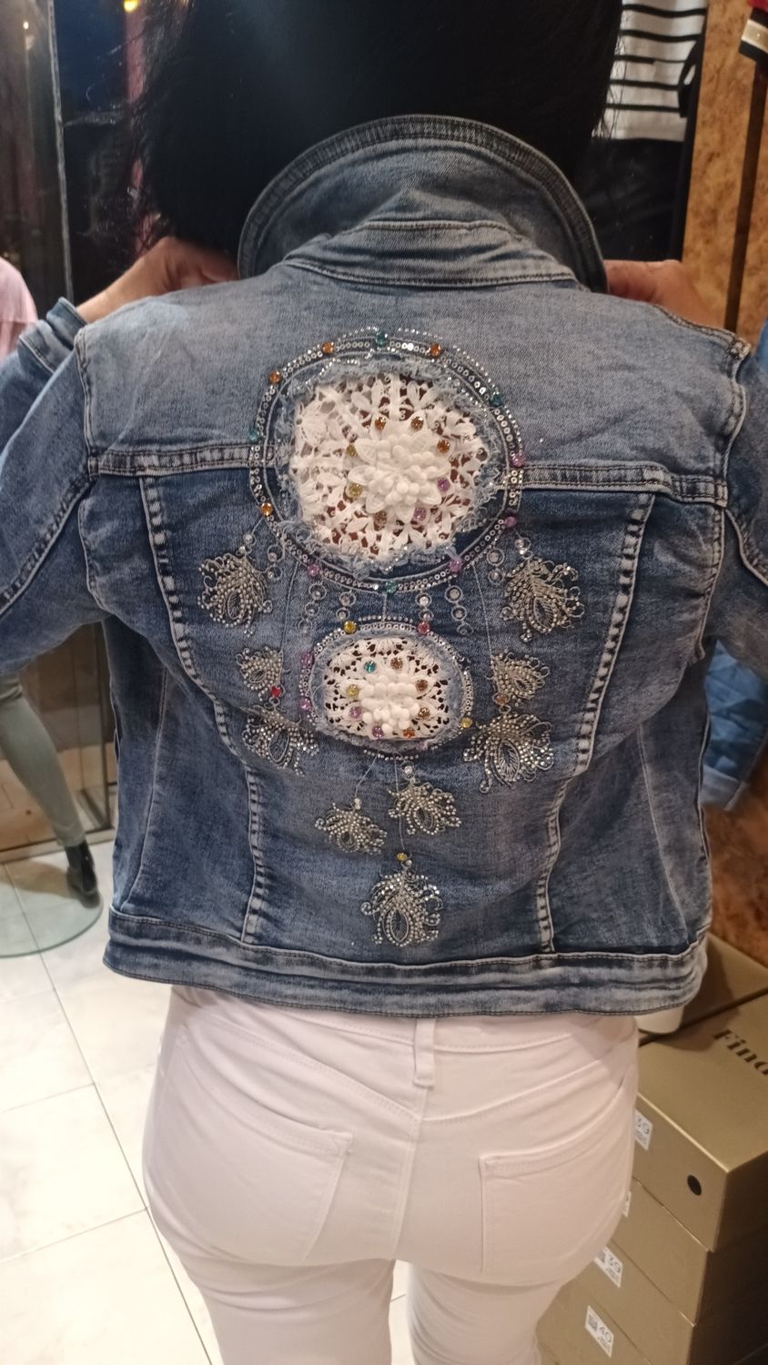 Veste jean denim capteur de rêves