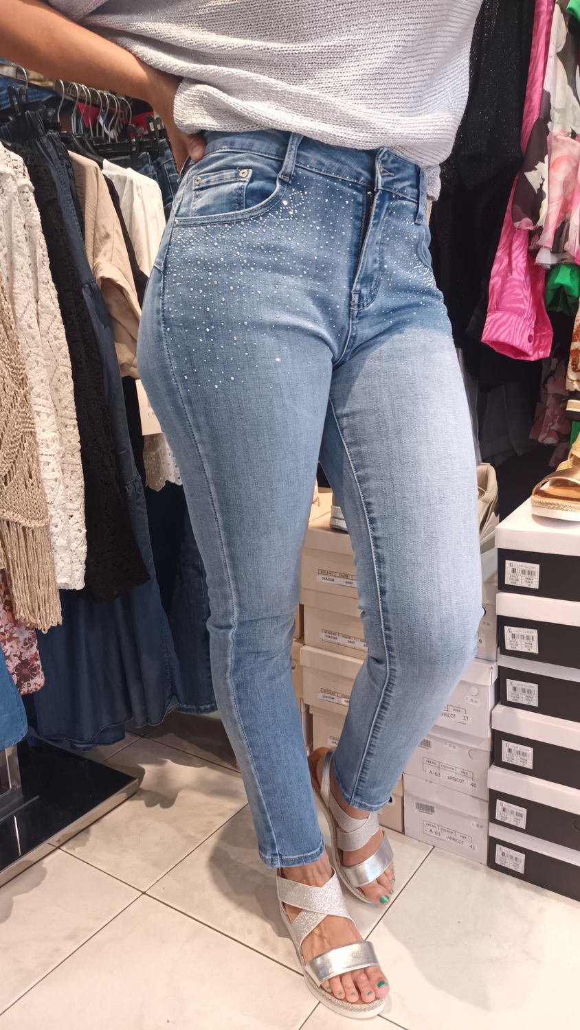 Jean strass chic clair