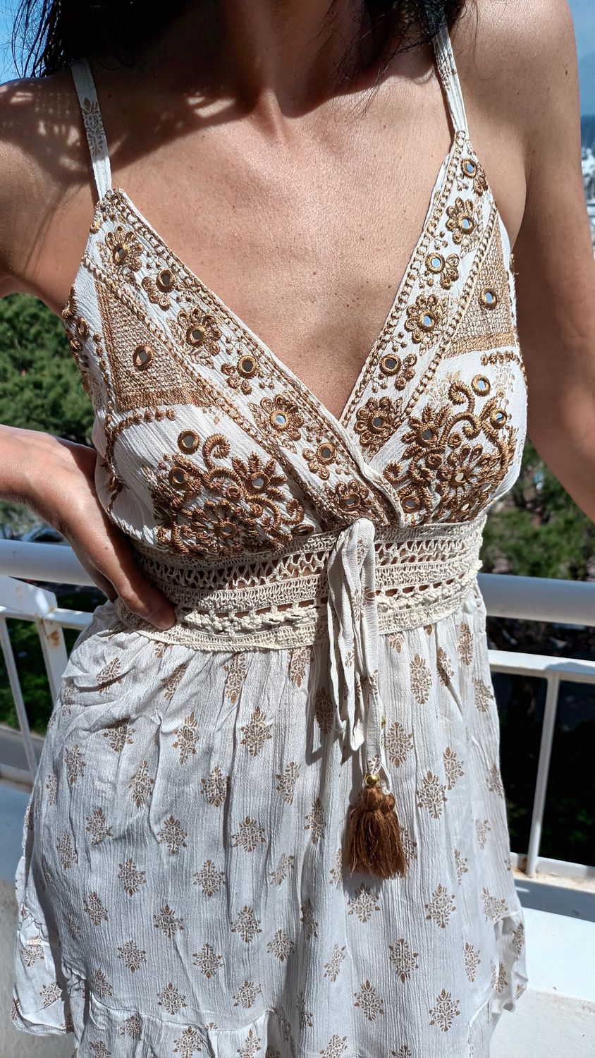 Robe courte Charlene écru