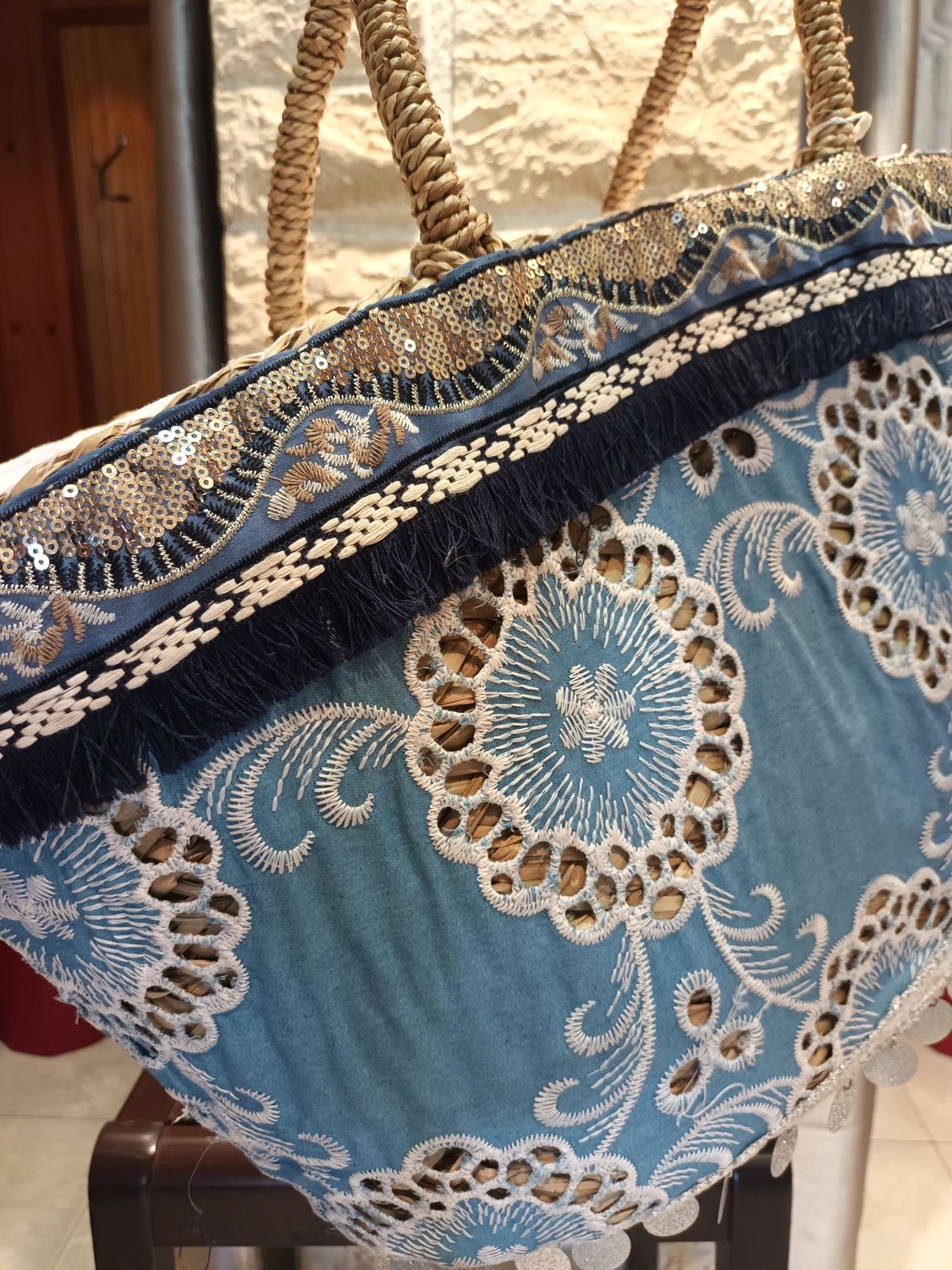 Sac Panier jean dentelle Sac Panier jean dentelle