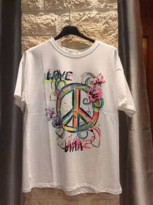 T-shirt Peace blanc
