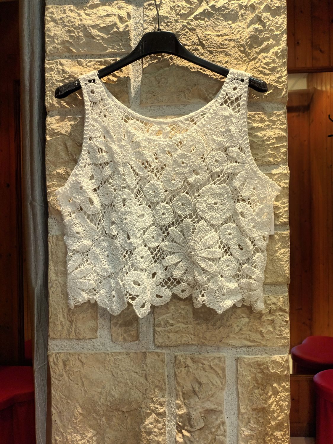 Crop top crochet blanc 