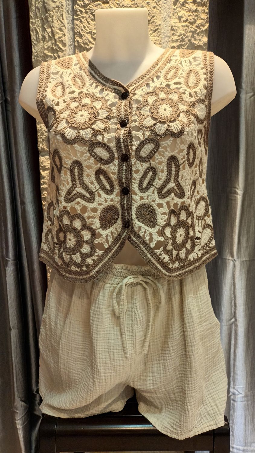 Short gaze coton beige 