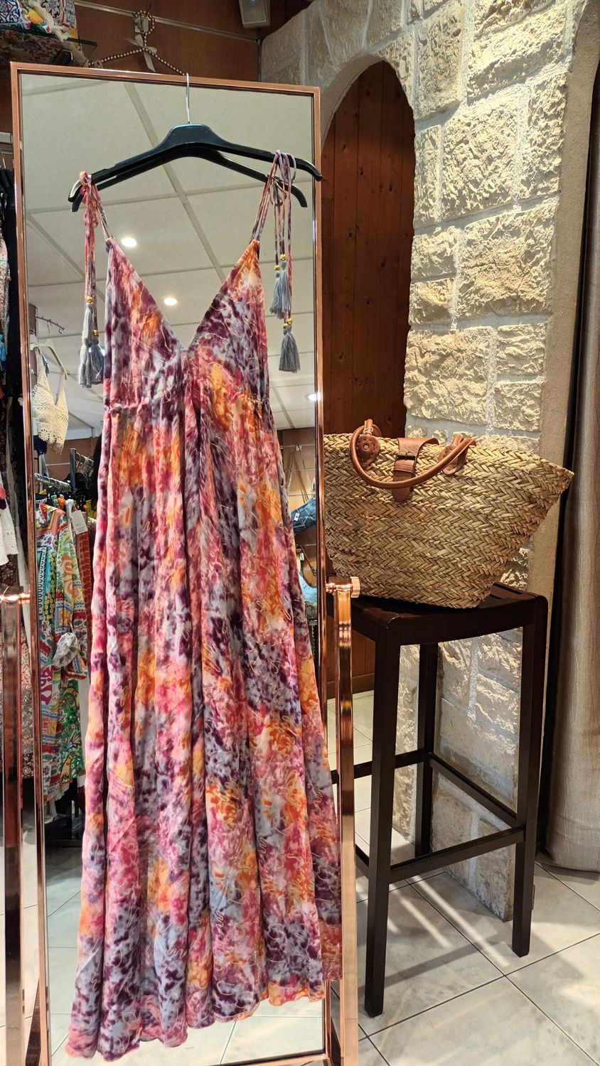 Robe longue dos nu rose 