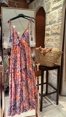 Robe longue dos nu rose 
