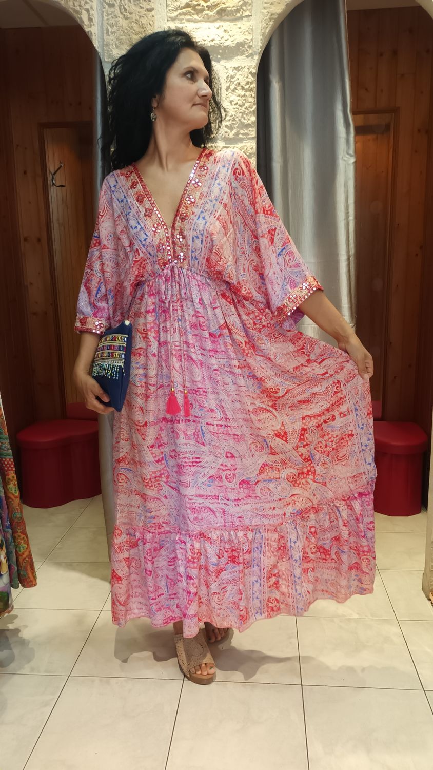 Robe longue Orientale rose