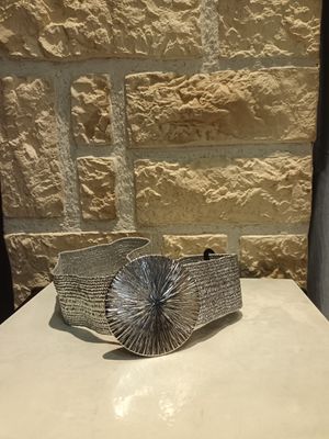 Ceinture boucle rond argenté 