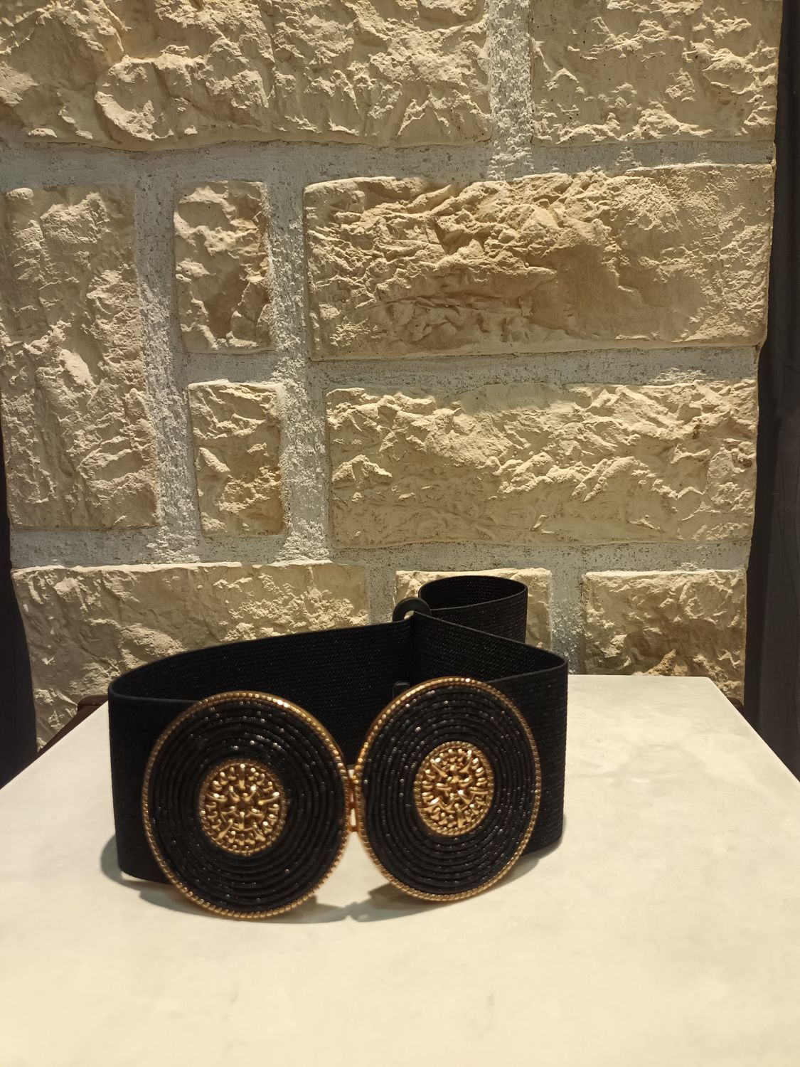 Ceinture élastique bijou noir