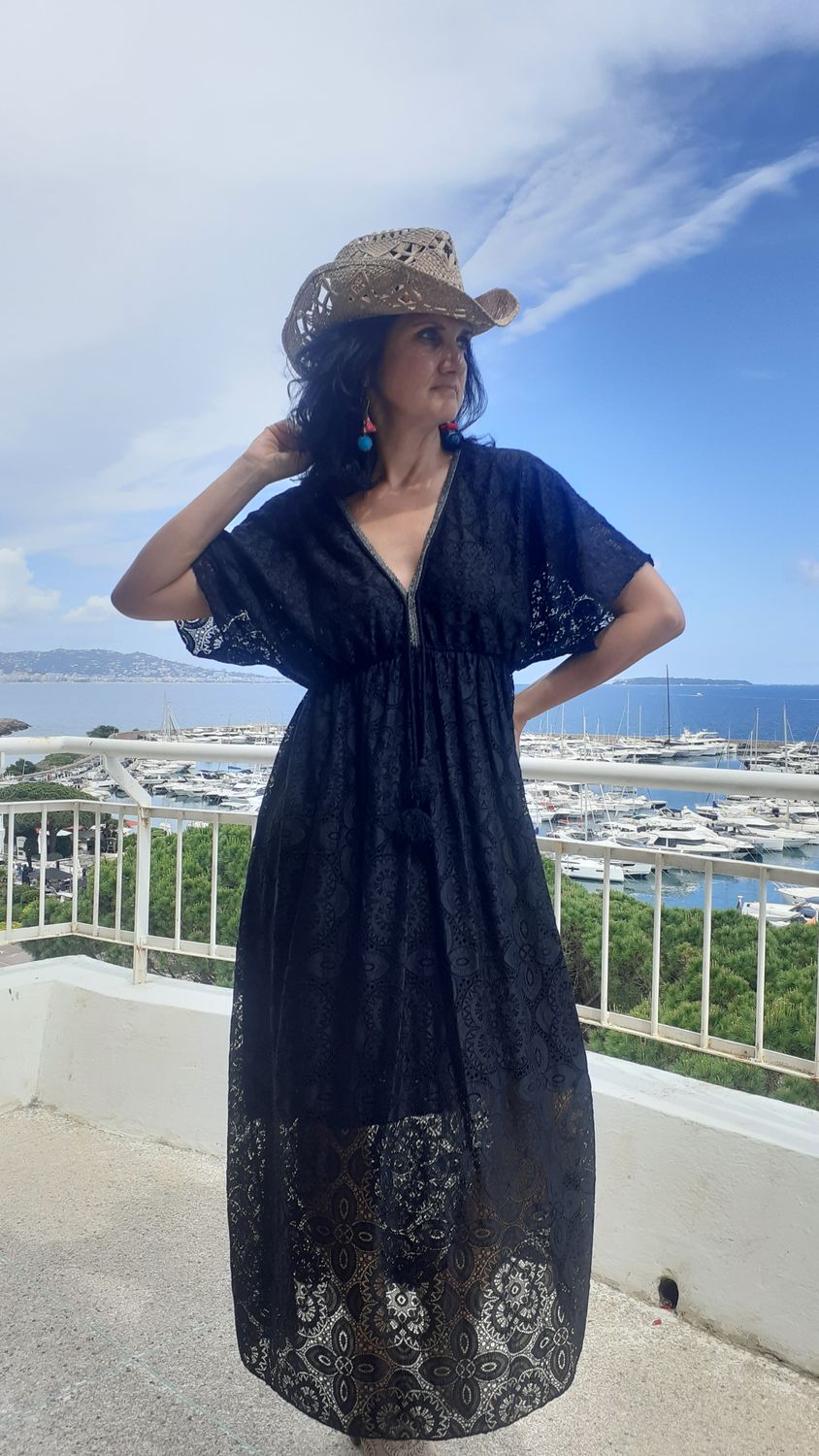 Robe dentelle longue noir
