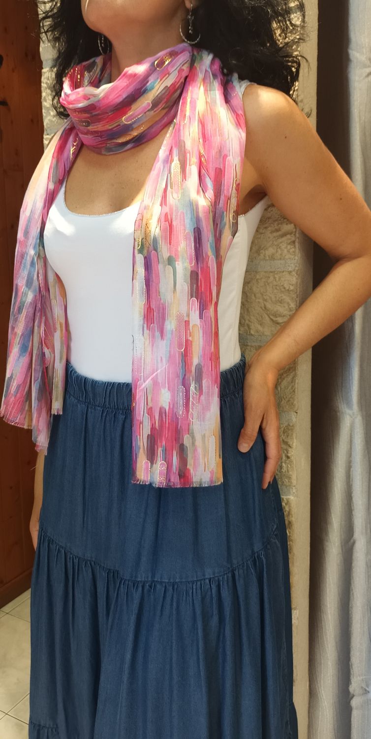 Foulard Aquarelle rose