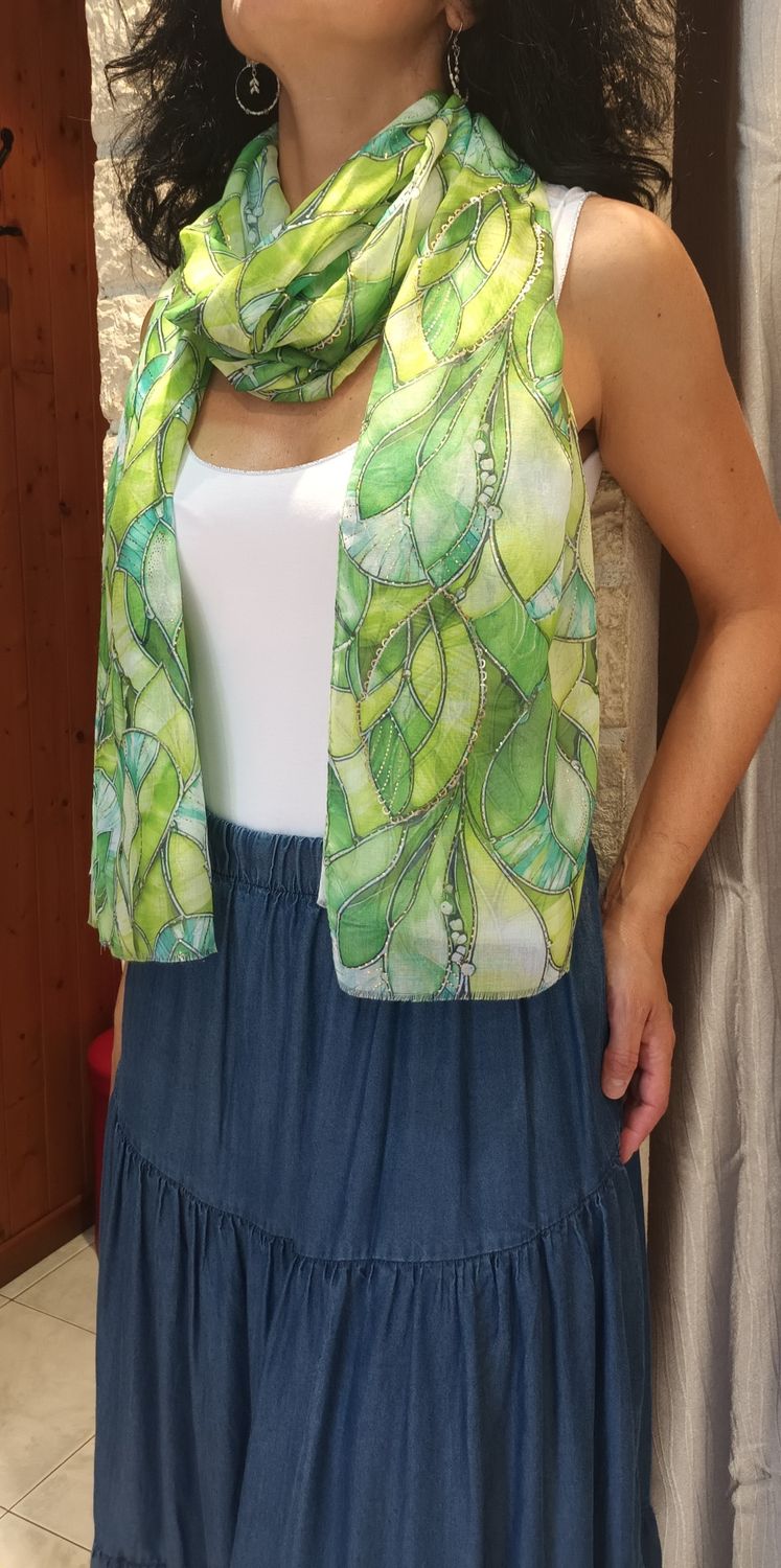 Foulard Feuilles vert
