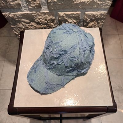 Casquette jean fleurs