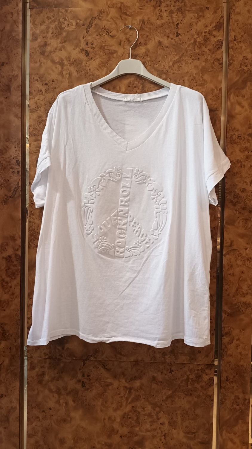 T-shirt Love & Peace blanc 