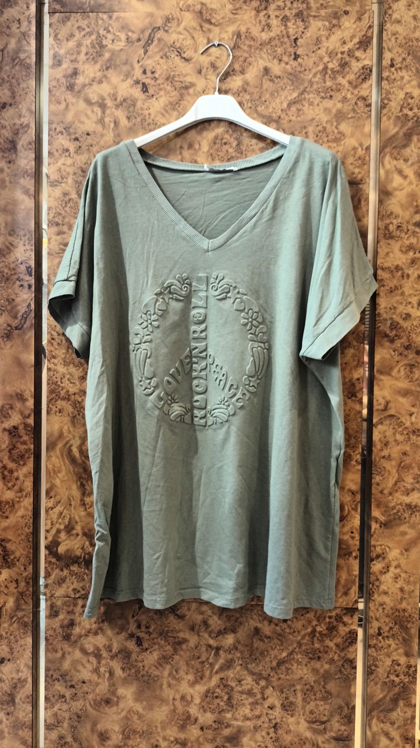 T-shirt Love & Peace kaki