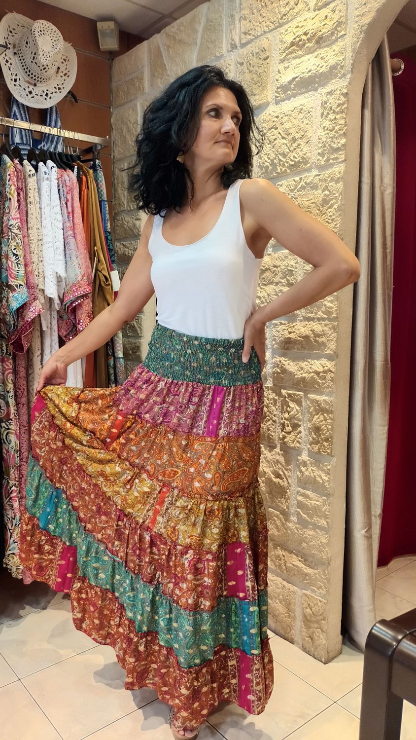 Jupe Gipsy orange multicolore 