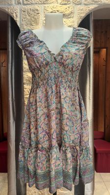 Robe courte Pasley vert d'eau et rose