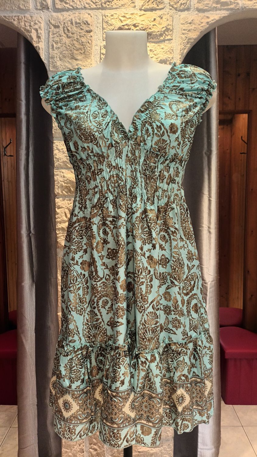 Robe courte Flor tourquoise 