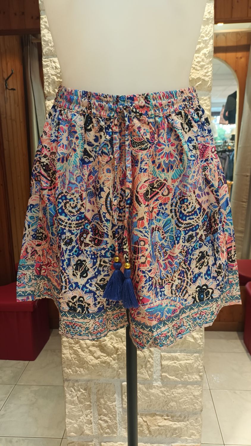 Short fluide imprimé bleu
