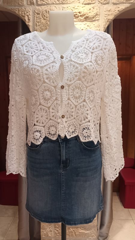 Cardigan crochet blanc 