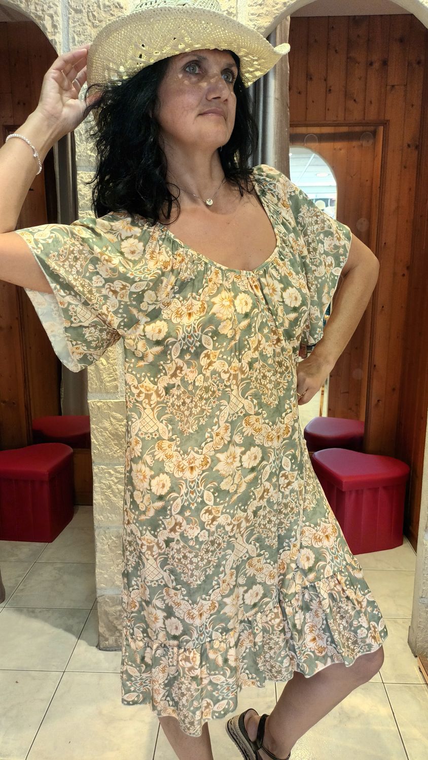 Robe midi Karen kaki 