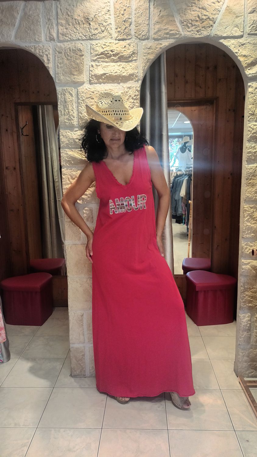 Robe longue Amour rouge