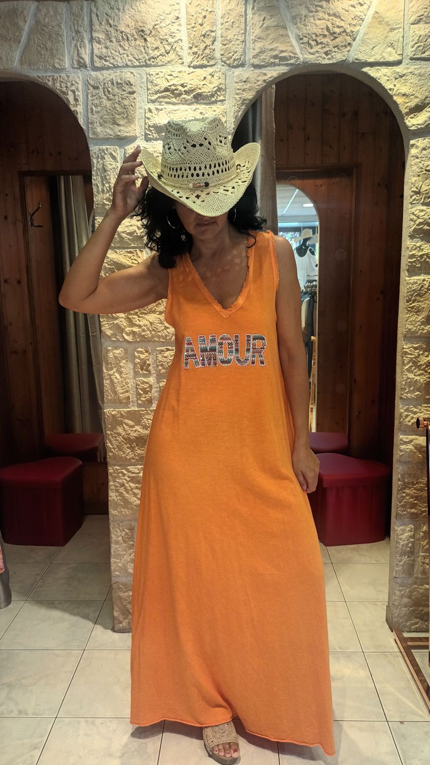 Robe longue Amour orange