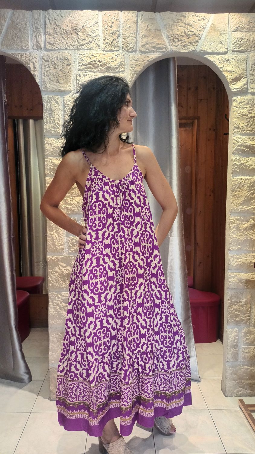 Robe Dalida imprimé violet