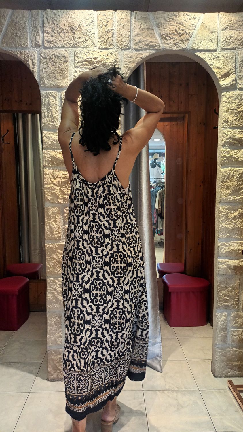Robe Dalida imprimé bleu marine 