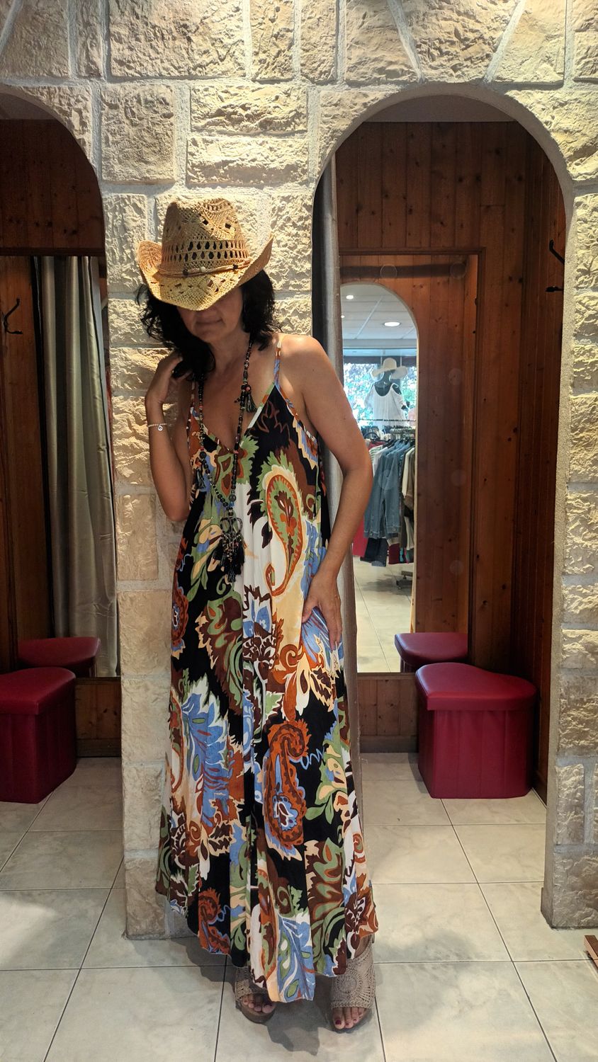 Robe bretelle multicolore noir