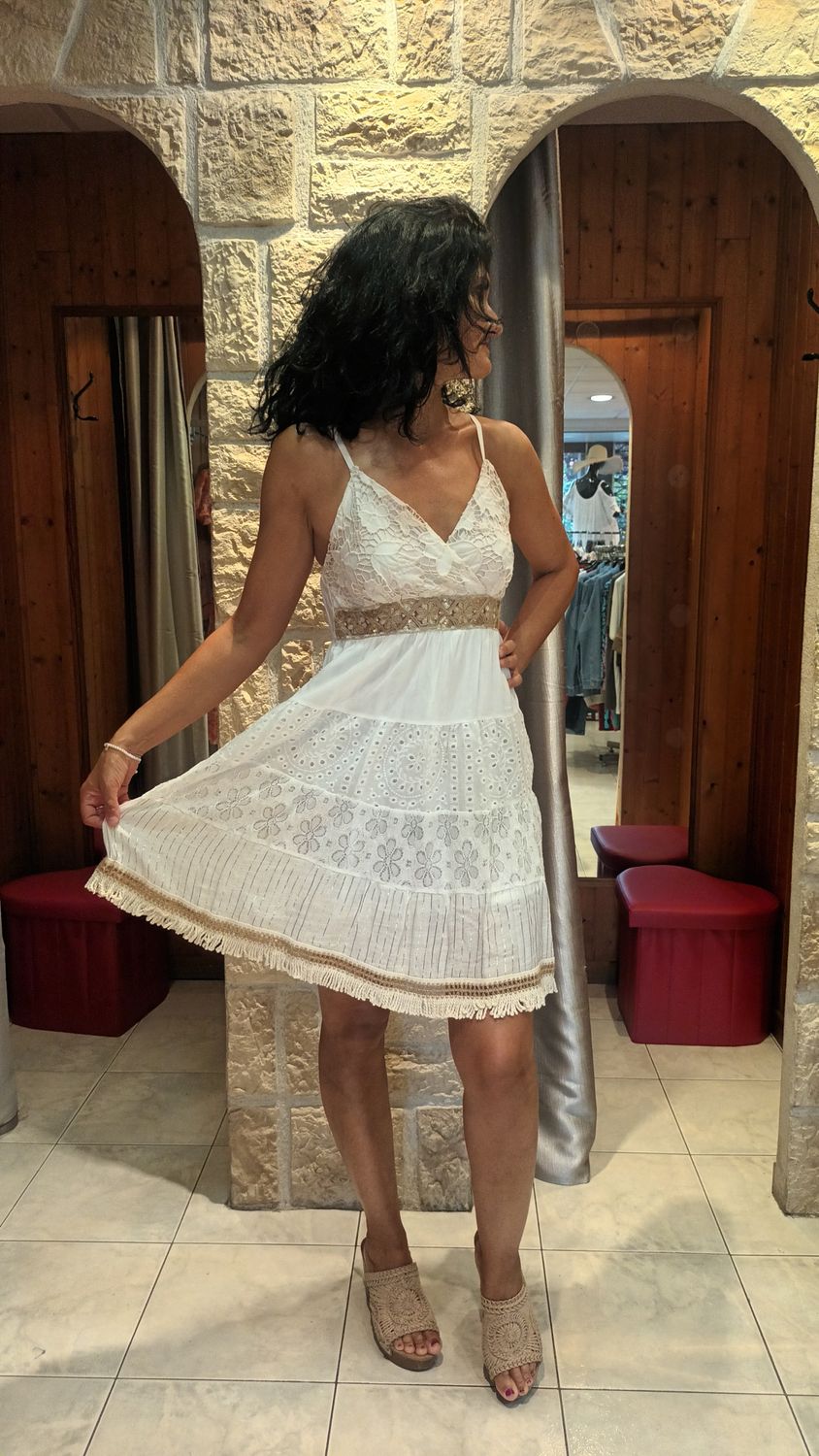 Robe courte Éloïse écru 