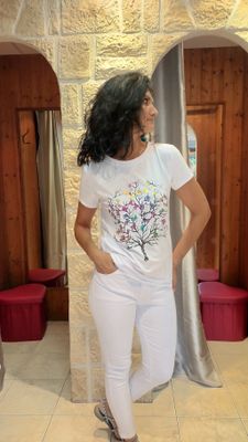 T-shirt Arbre Papillon blanc