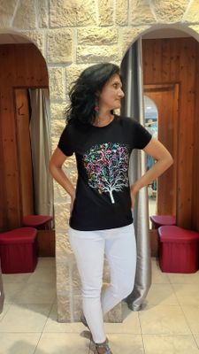 T-shirt Arbre Papillon noir
