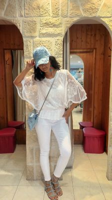 Top dentelle Papillon blanc 