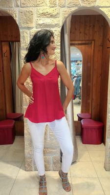 Top satin rouge