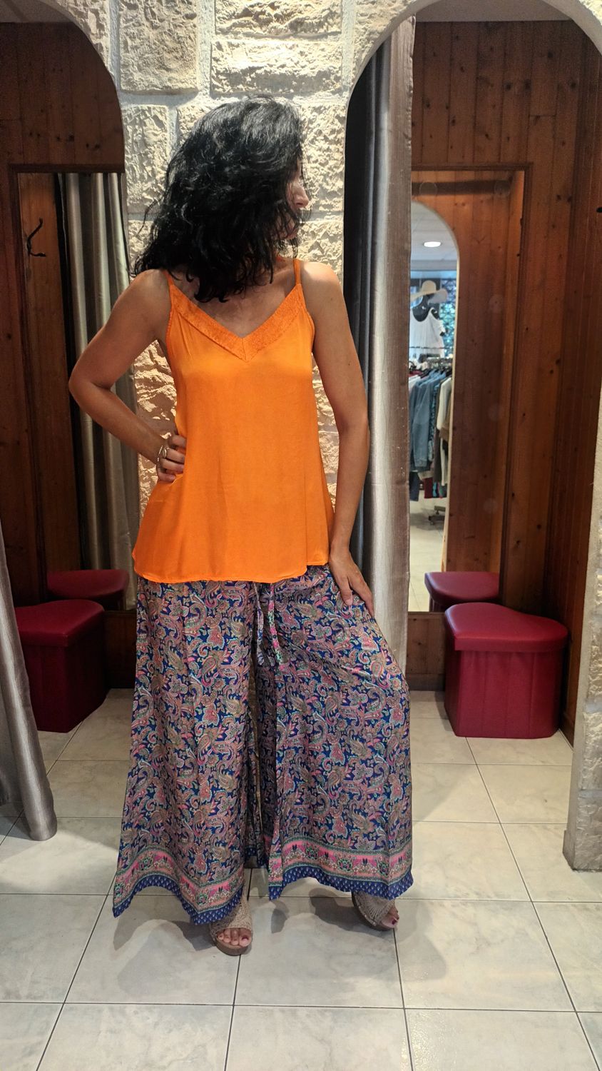 Top satin orange 