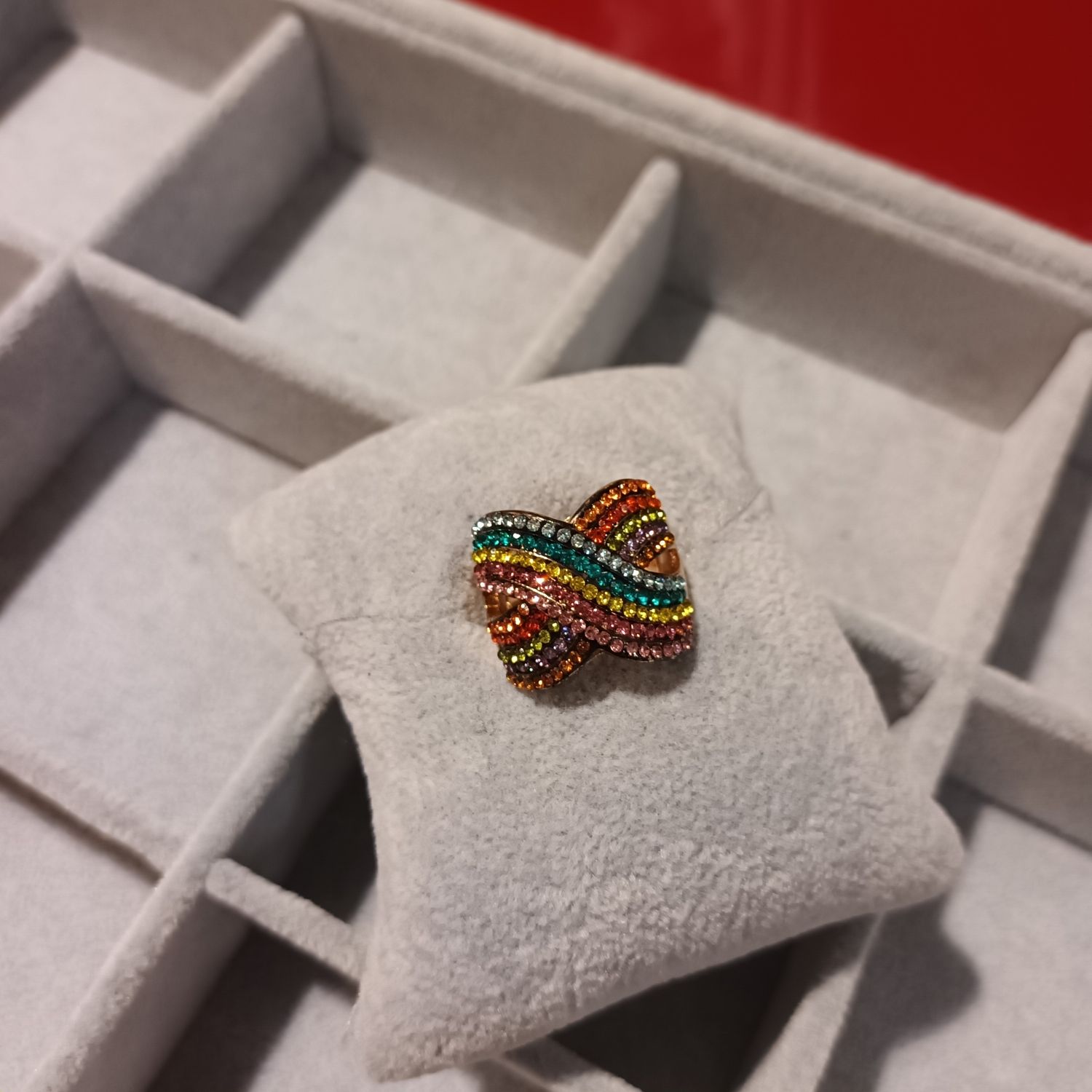 Bague Cruz strass multicolore 