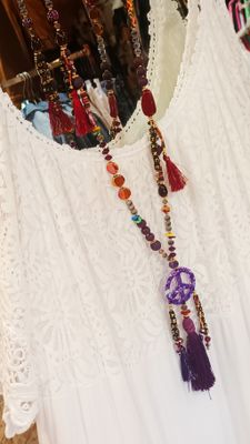 Collier sautoir Peace violet
