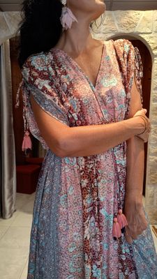 Robe longue Ambre rose 
