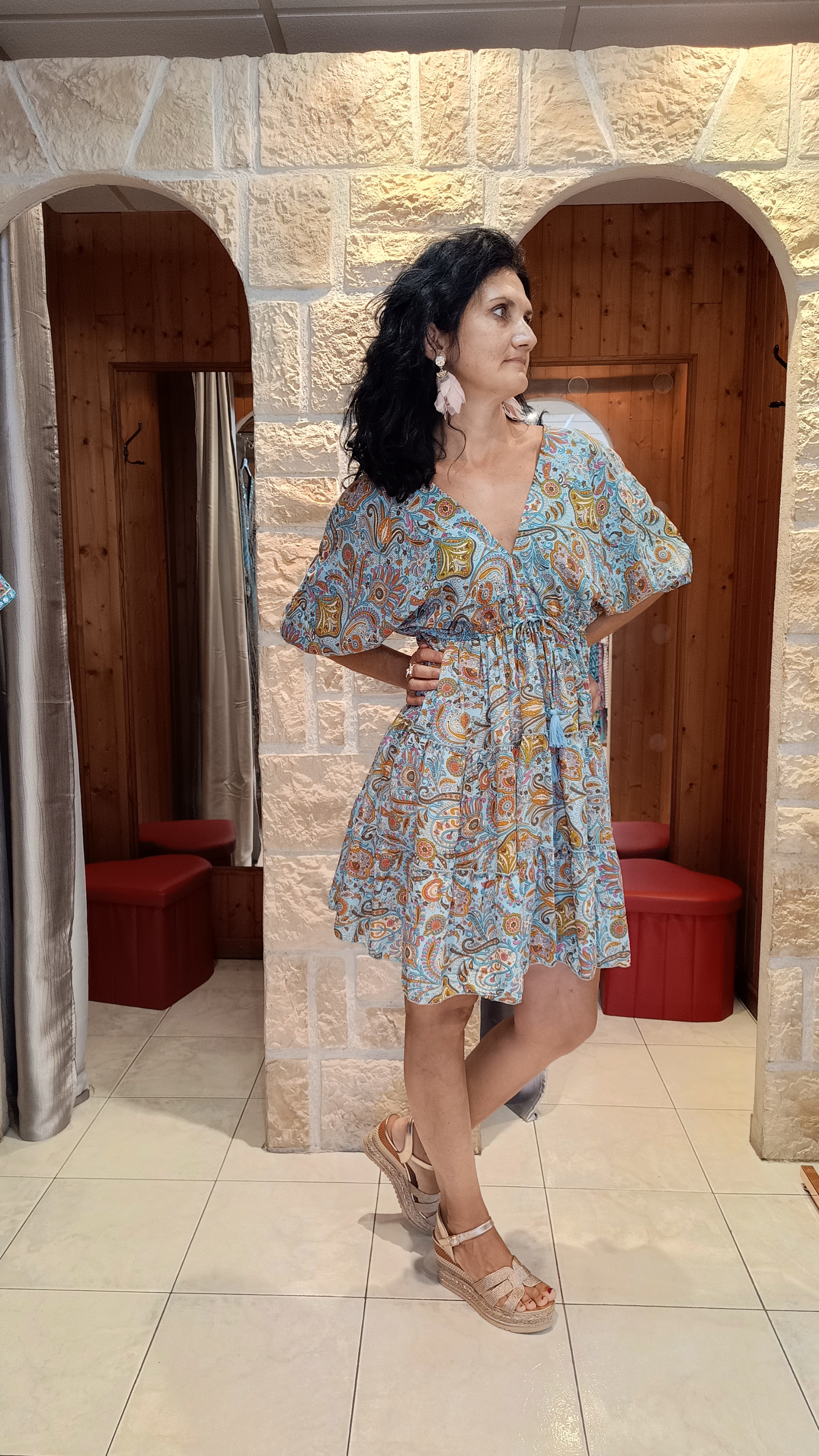 Robe courte Samira tourquoise