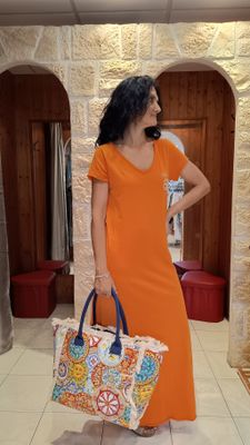 Robe longue Love orange 