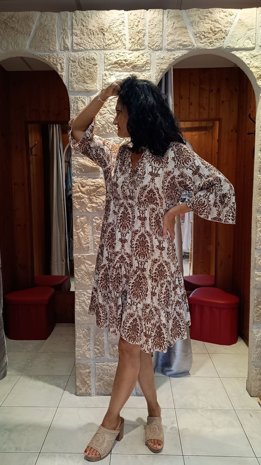 Robe Aude imprimé café