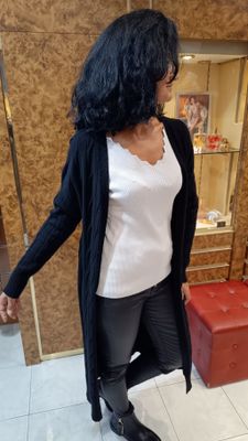 Gilet long torsadé noir