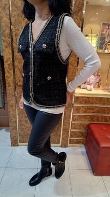 Gilet tweed noir