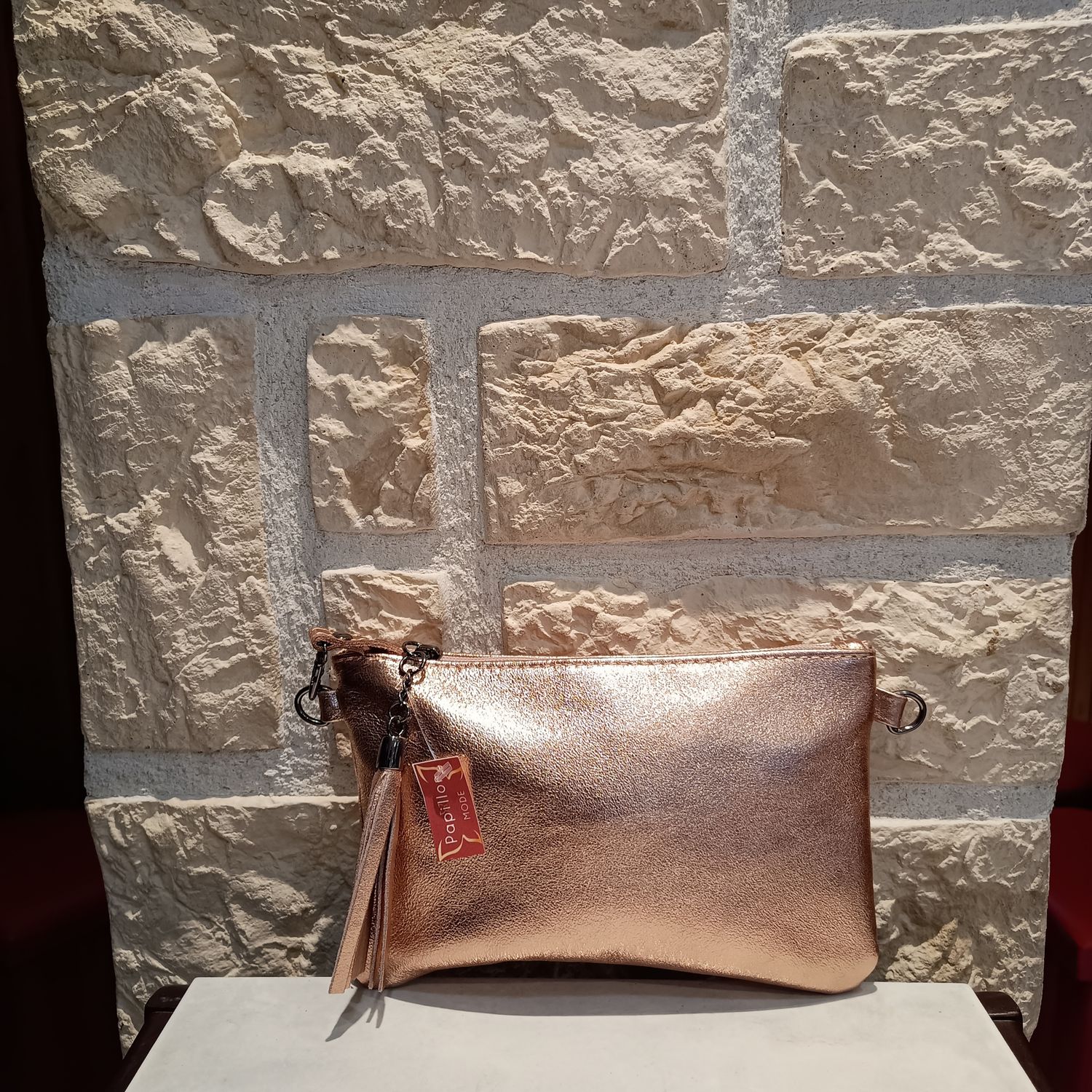 Pochette cuir rosé