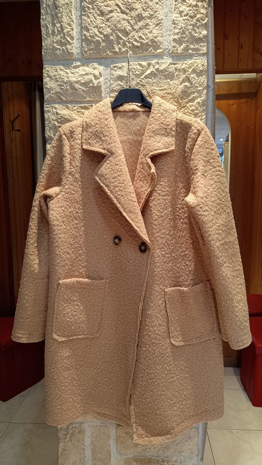Manteau bouclette camel 