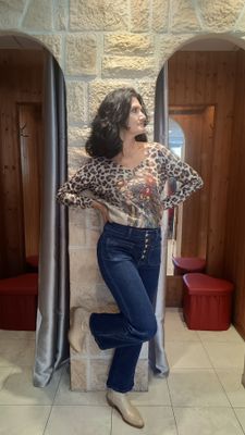 Jean taille haute boutons