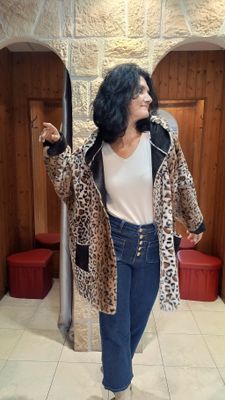 Veste fourrure réversible Leo noir