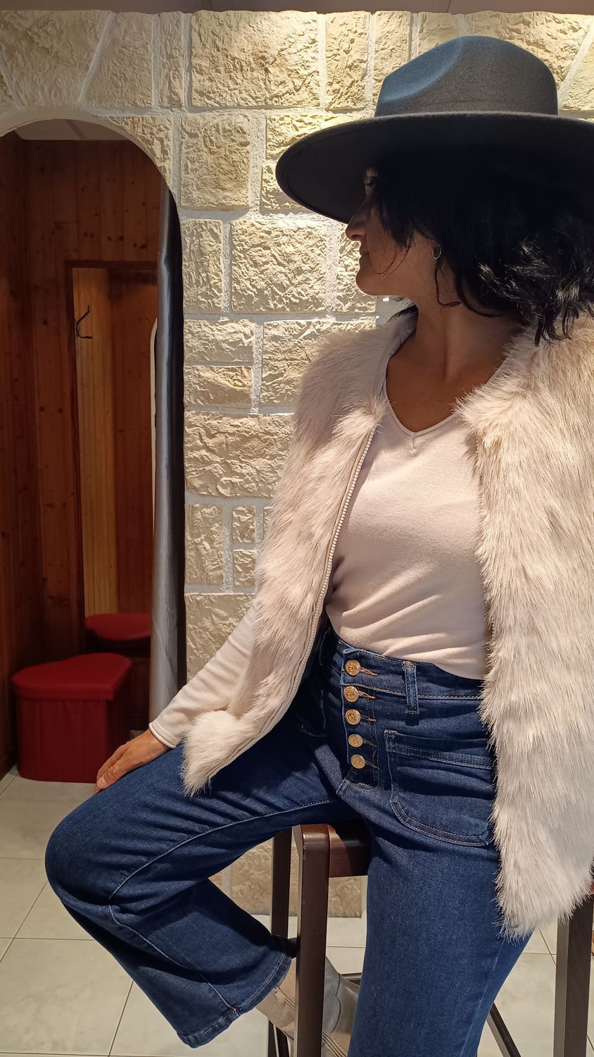 Gilet fourrure beige Gilet fourrure beige