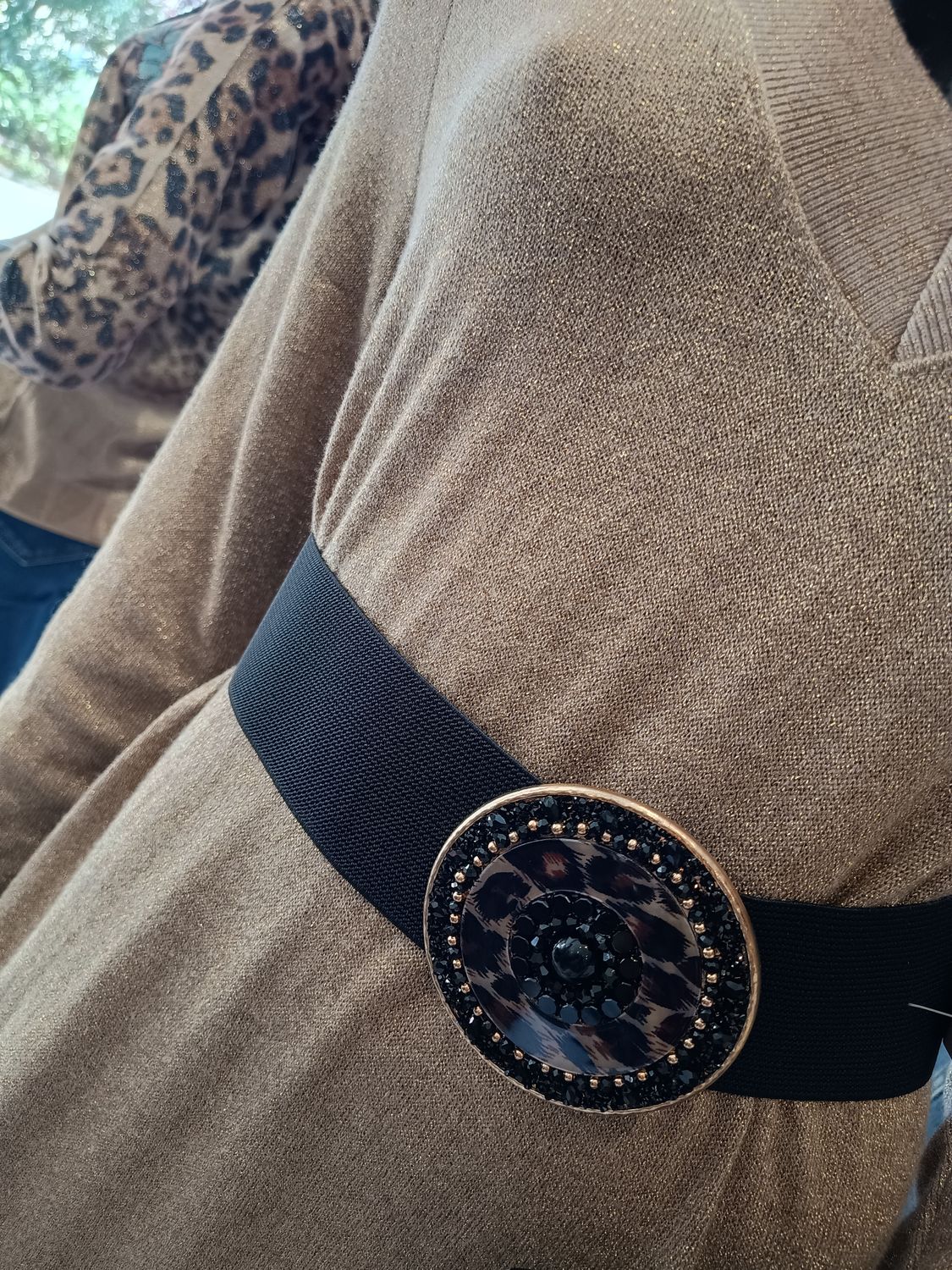 Ceinture élastique bijou noir 