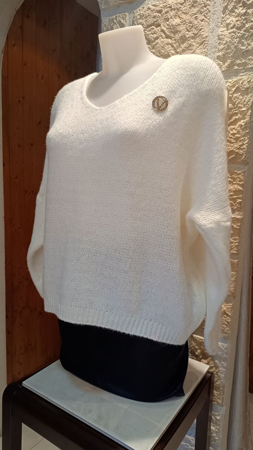 Pull oversize blanc